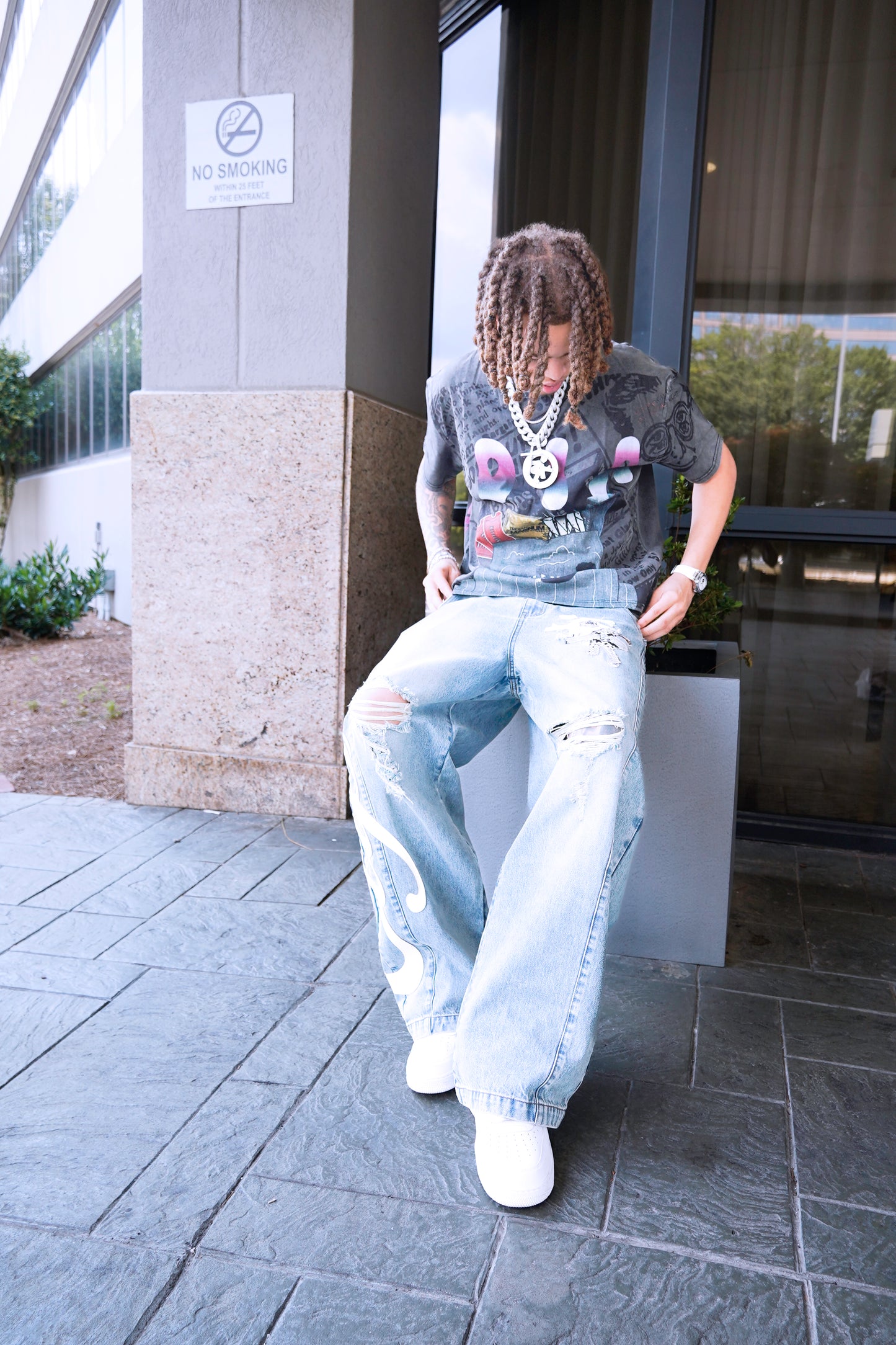 IDIA “SAFE XXX NO STRESS” Acid Washed T-Shirt