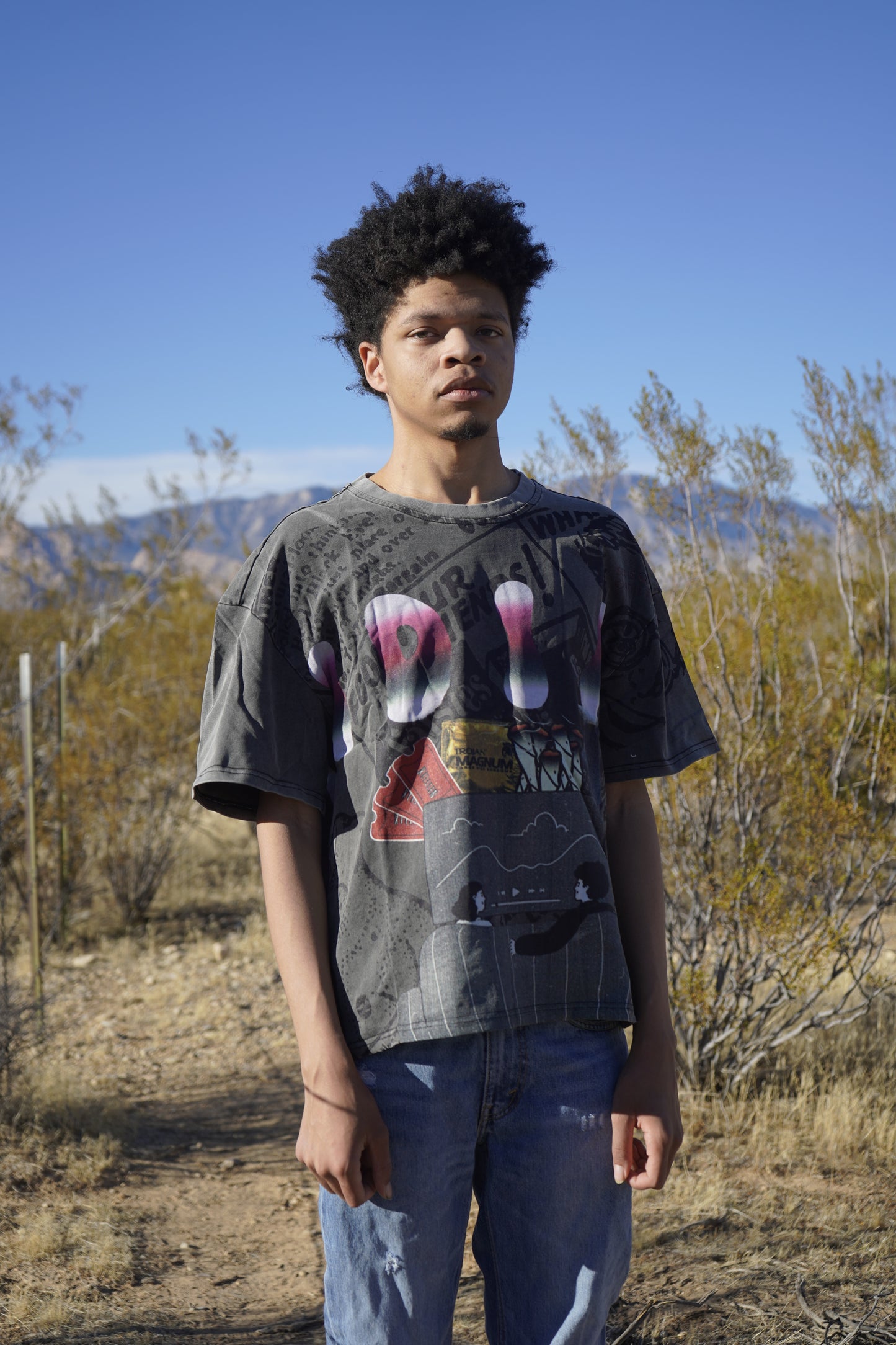 IDIA “SAFE XXX NO STRESS” Acid Washed T-Shirt