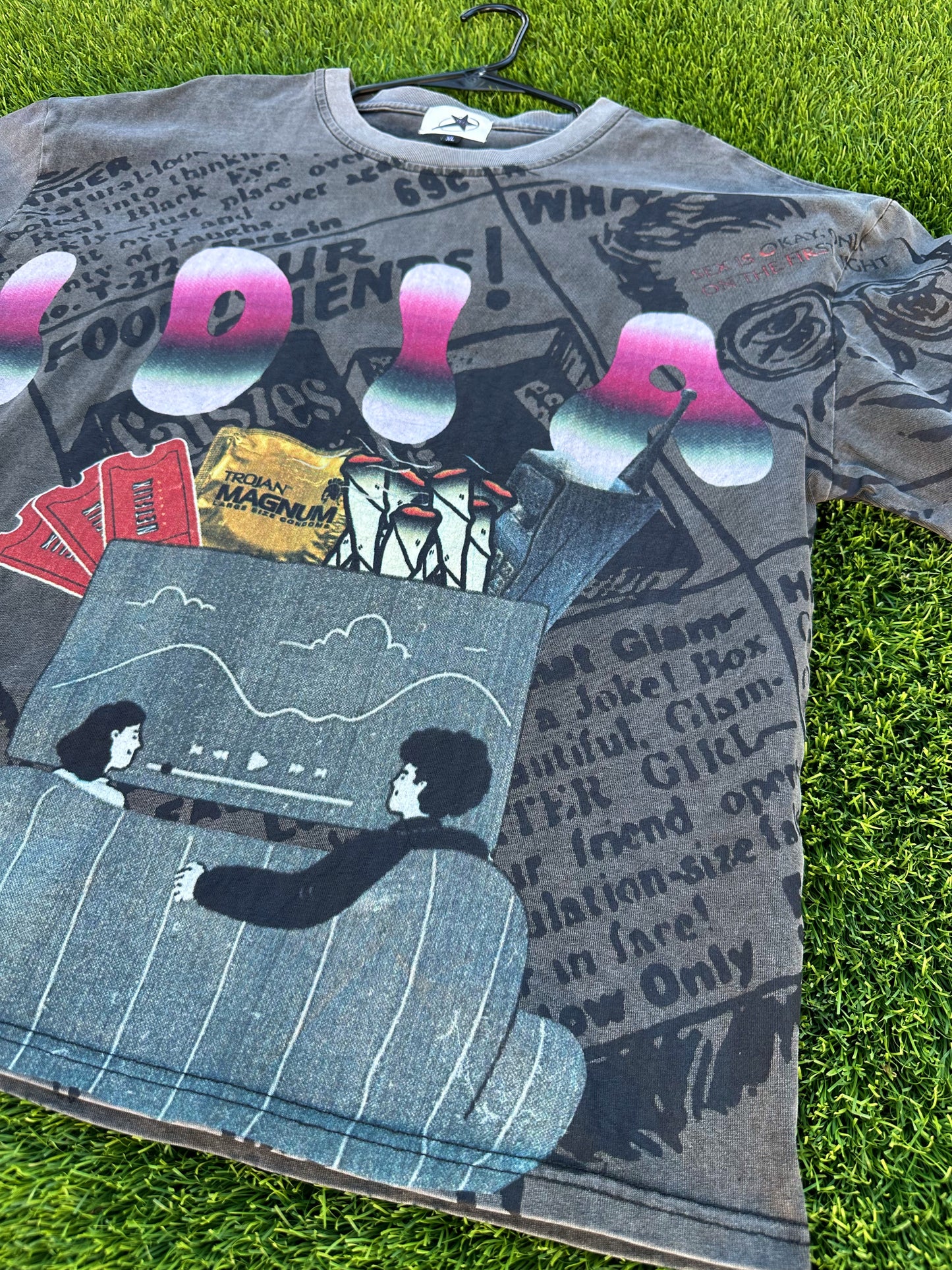 IDIA “SAFE XXX NO STRESS” Acid Washed T-Shirt